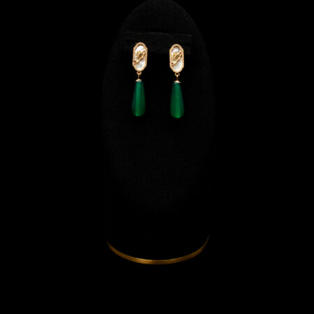 Shell Scenery Pear Jade Earrings - 18k Yellow Gold, Jade