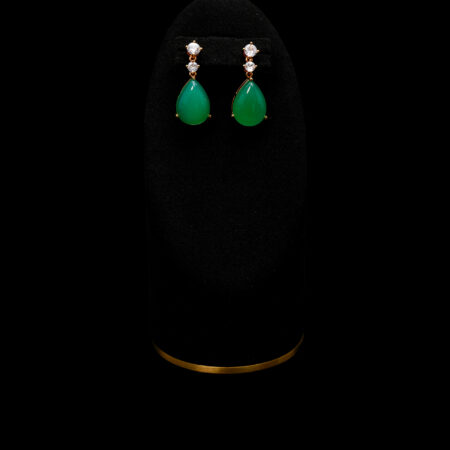 Pear Heart Raindrop Earrings - 18k Yellow Gold, Jade