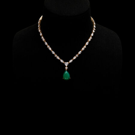 Pear Heart Raindrop Necklace - 18k Yellow Gold, Jade