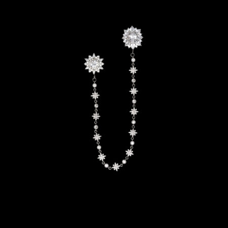 Radiance Snowflakes Chain Pin - Rhodium White Gold