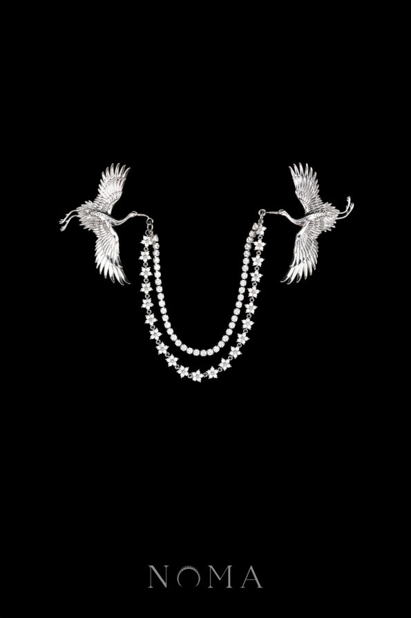 MEN-202500002 – Crane Wing Chain Pin _ Rhodium White Gold _ _ _ C1