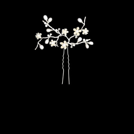 Floral Tree Center Hairpin - Doff Silver
