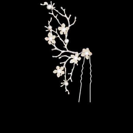 Floral Branches Hairpin - Rhodium White Gold