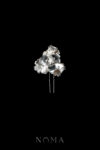 Floral Art Single Hairpin - Rhodium White Gold