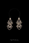 Royal Cascading Square Dangling Earrings Headband - Gold