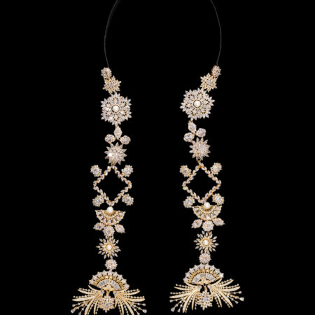 Royal Fan Bird Earrings Headband - Gold