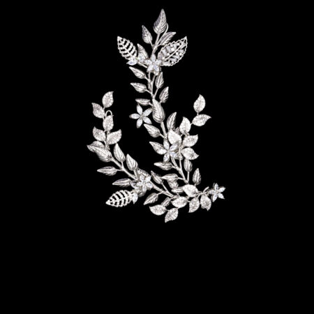 Extravagant Paved Twines Hairvine/Brooch - White Gold (Left)