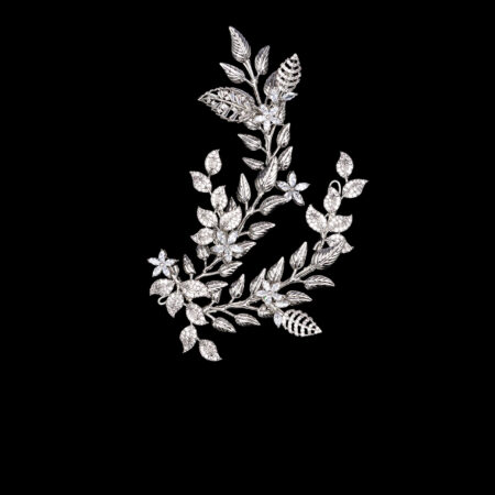Extravagant Paved Twines Hairvine/Brooch - White Gold (Right)