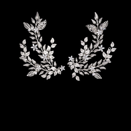Extravagant Paved Twines Hairvine Pair - White Gold (1 pair)