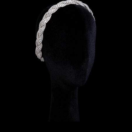 Diamond Wavy Braid Headband - White Gold