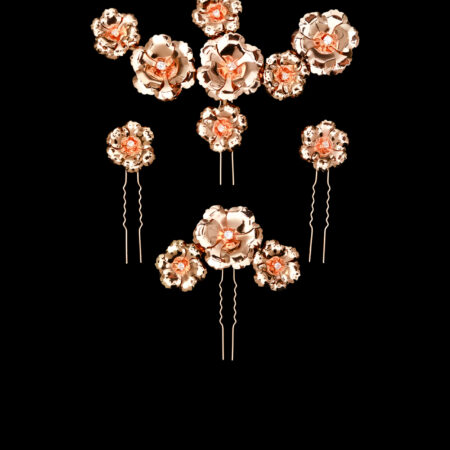 Glitzy Petals Hairvine and Hairpin Set - Gold (4 pcs)