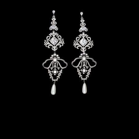 Baroque Ornaments Earrings - White Gold