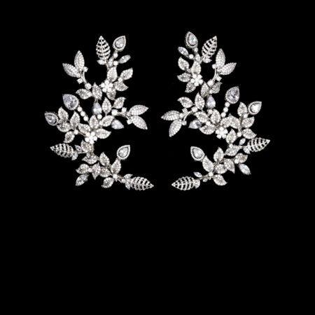 Modern Paved Twigs Deco Side Hairvine Pair - White Gold (1 pair)