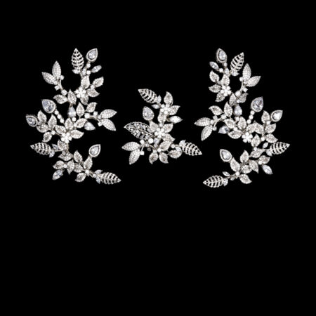 Modern Paved Twigs Deco Hairvine Set - White Gold (3 pcs)