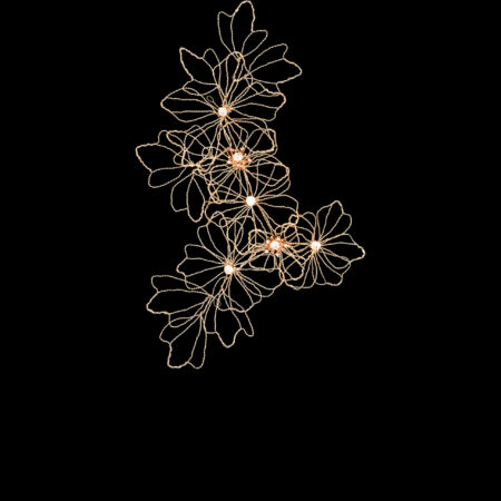 Jumbo Flower Wire Art Side Hairvine - Gold (Left)