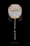 Colorful Swallow Pagoda Fan - Gold, Blue