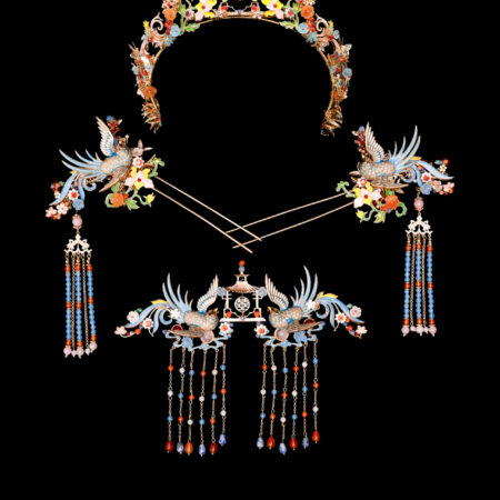 Colorful Swallow Pagoda Set - Gold, Blue (4 pcs)