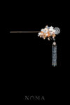 Floral Garden Over the Moon Hairpin - Gold, Blue