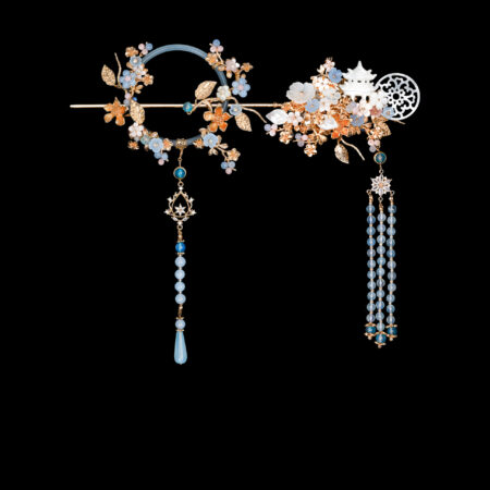 Floral Garden Knob Over the Moon Set - Gold, Blue (2 pcs)