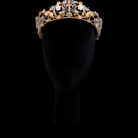 Peacock Crane Ornament Crown - Gold, Blue