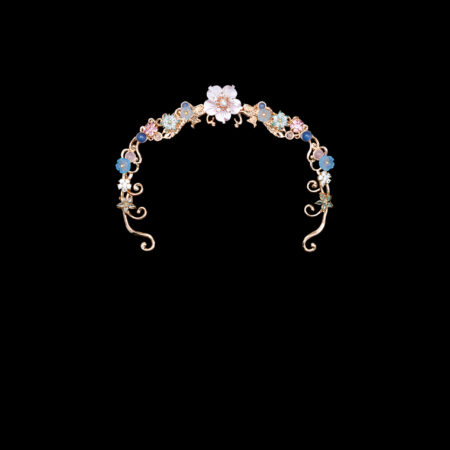 Double Peacock Ornament Circling Hairvine - Gold, Blue