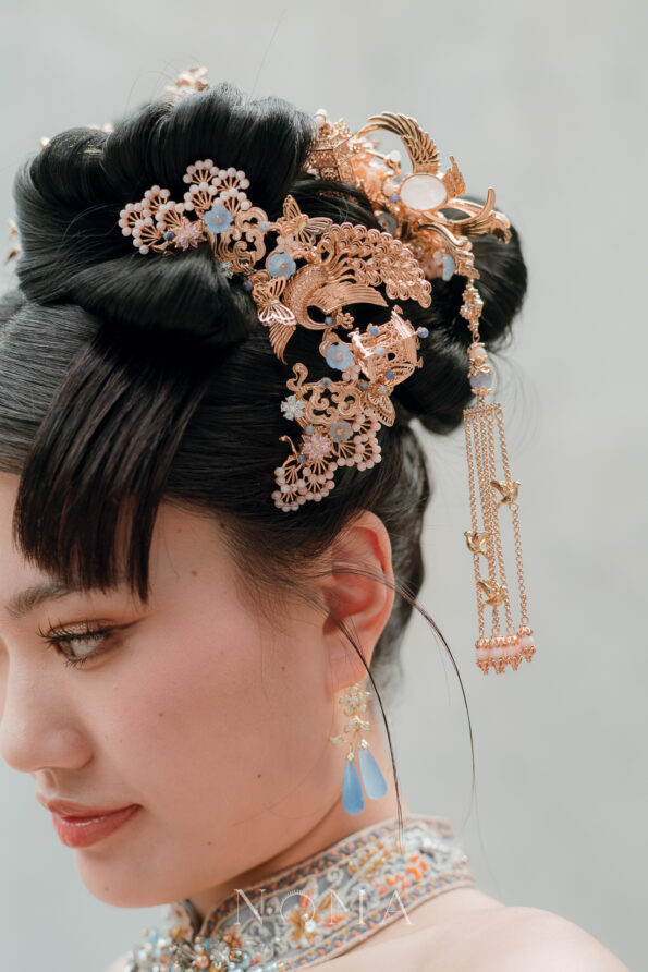 CHN-202400118-Harmonious-Crane-Pagoda-Ornament-Hairpin-Gold-Pink-Left-2
