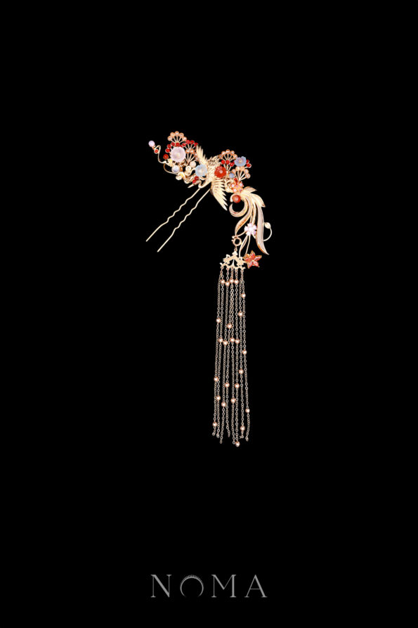 CHN-202400128-Crane-Tail-Willow-Hairpin-Gold-Ruby-Right