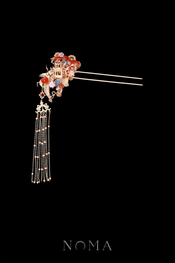 CHN-202400130-Crane-Ginkgo-Willow-Hairpin-Gold-Ruby-Right