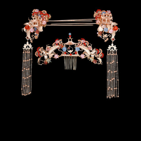 Crane Ginkgo Pagoda Willow Set - Gold, Ruby (3 pcs)