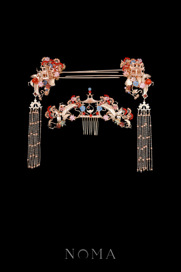 CHN-202400131-Crane-Ginkgo-Pagoda-Willow-Set-Gold-Ruby-3-pcs