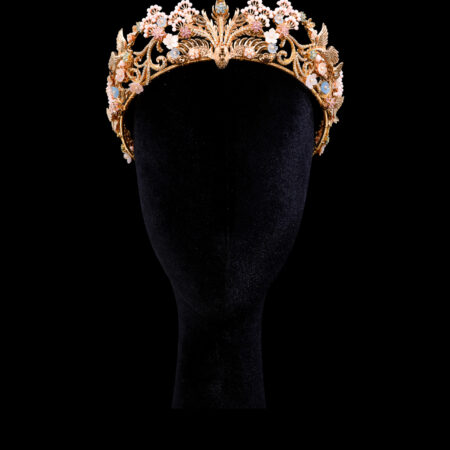 Peacock Embellished Ornament Crown - Gold, Pink
