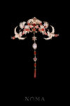 Crane Heavenly Painting Haircomb - Gold, Ruby