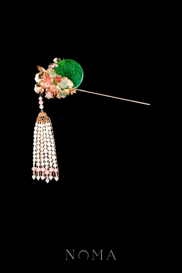 CHN-202400154-Carved-Jade-Crane-Ginkgo-Hairpin-Gold-Pink-Left-1