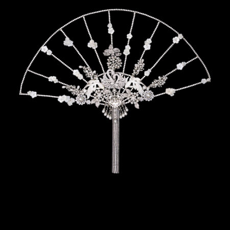 Flora et Perle Koi Fan - White Gold