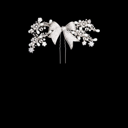 Bow et Perle Middle Hairpin - White Gold