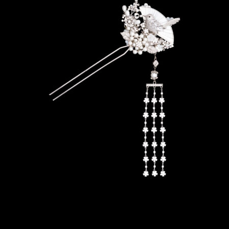 Bird et Perle Hairpin - White Gold