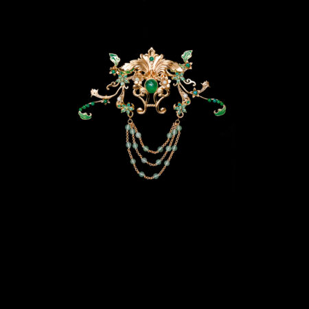 Colorful Oriental Ornament Dangling Middle - Gold, Turquoise