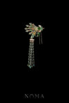 Colorful Oriental Phoenix Hairpin - Gold, Turquoise (Left)