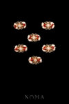 Decorated Ginkgo Button Set - Gold, Red (6 pcs)