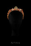 Colorful Floral Branch Artistry Crown - Gold, Ruby