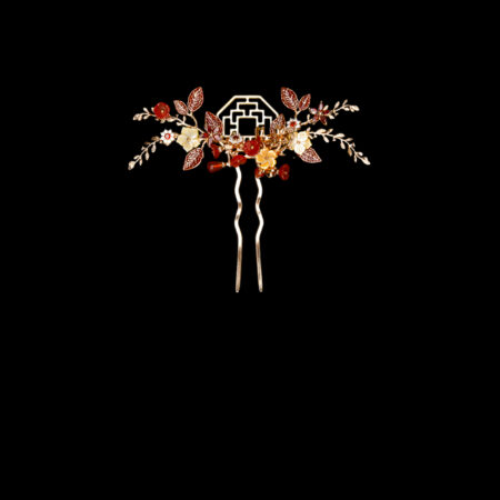 Colorful Floral Branch Artistry Hairvine - Gold, Ruby