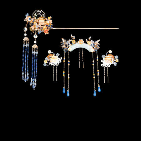 Pagoda Over The Window Set - Gold, Sapphire (4 pcs)