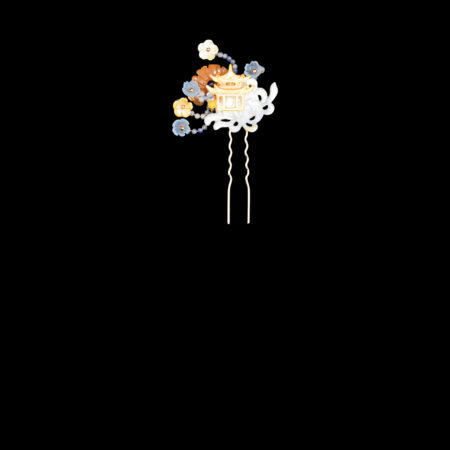 Pagoda on Lotus Hairpin - Gold, Yellow (Left)