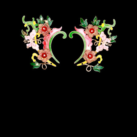 Colorful Tree Blossom Earpiece Pair  - Gold (1 pair)