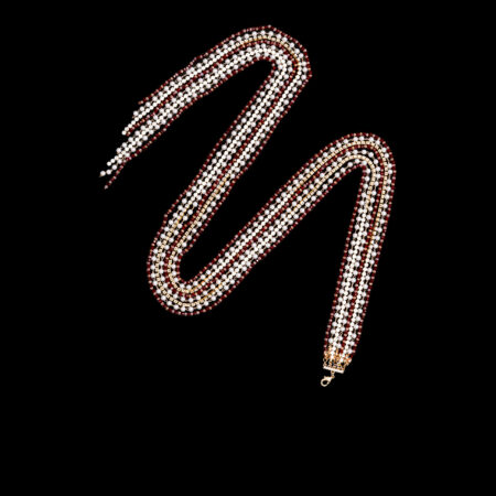 Extra Long Pearl Diamond Beads Tassel Set - Gold, Red (2 pcs)