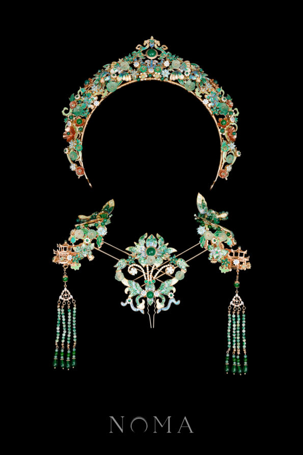 CHN-202500008-Colorful-Mosaic-Flying-Butterfly-Full-Set-Gold-Turquoise-4-pcs