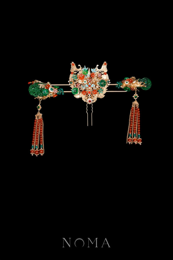 CHN-202500022-Jaded-Bold-Phoenix-Set-Gold-Green-3-pcs