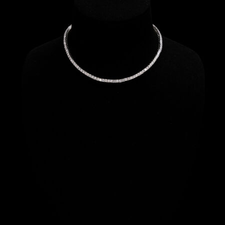 Round 0.1 ct Tennis Choker - Rhodium White Gold