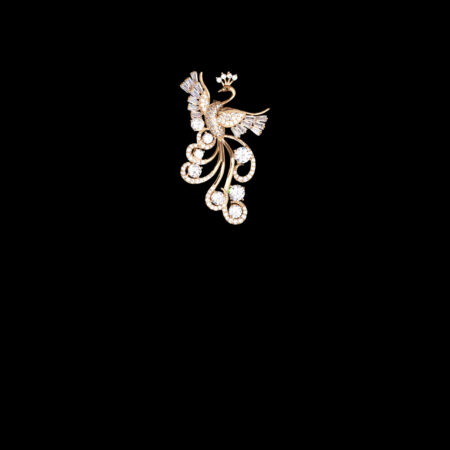 Feminine Phoenix Brooch - 18k Yellow Gold