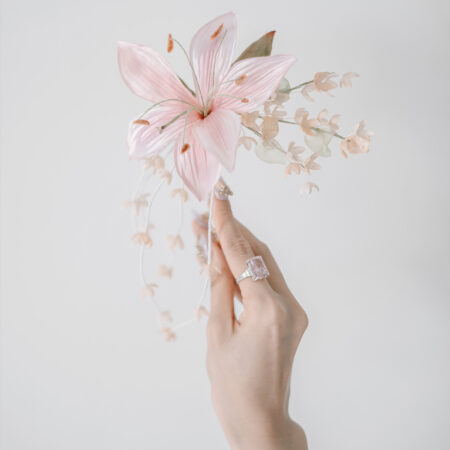SS Hibiscus Flower Hairpin - Silver, Pink